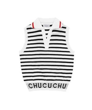 CHUCUCHU Summer Logo Knit Vest - Black