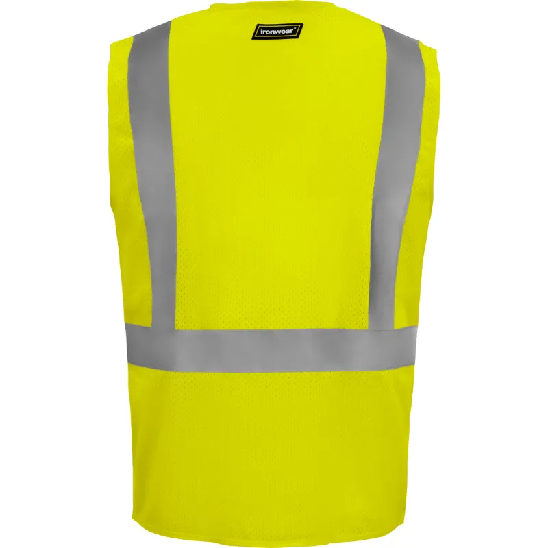 Class 2 Hi Vis Lime Flame Retardant Reflective Vest w Clip Holders