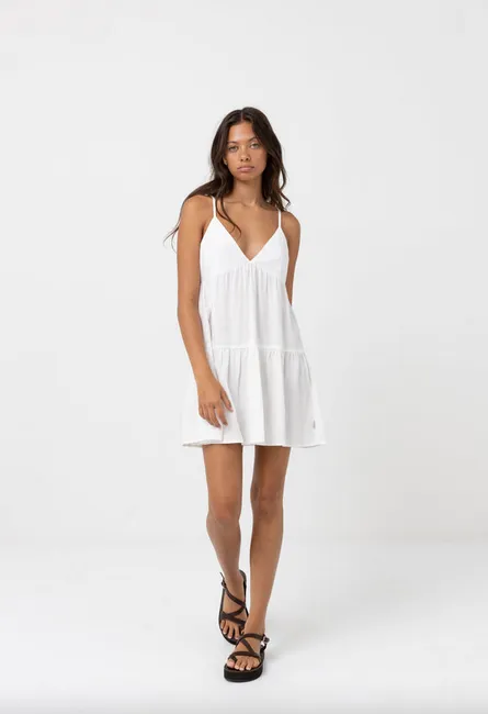 Classic Tiered Mini Dress - White