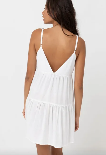 Classic Tiered Mini Dress - White