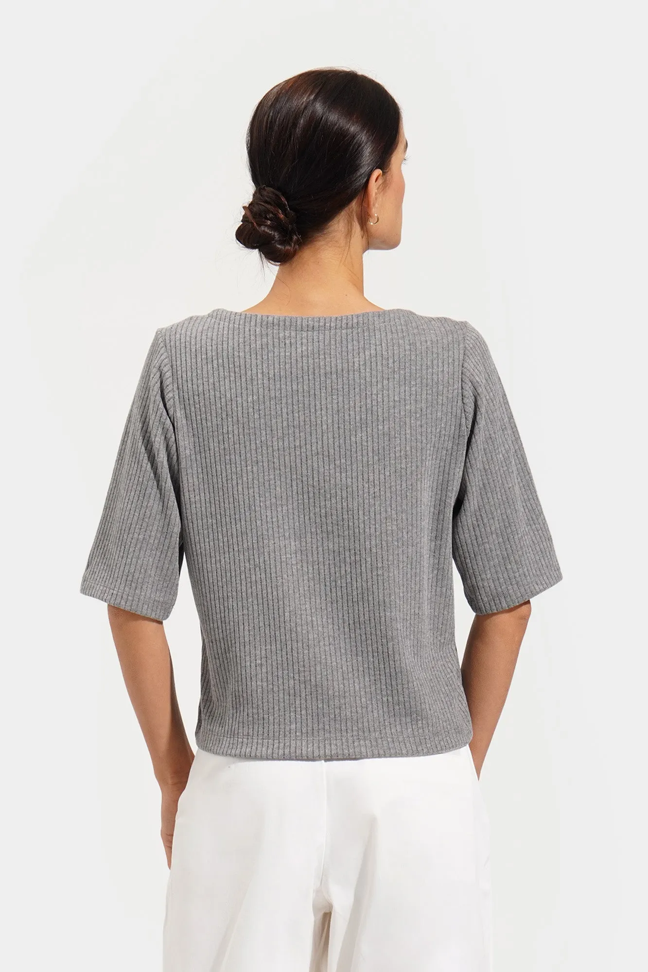 Closet Staples V-Neck Button Down Ribbed Tee
