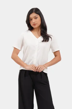 Closet Staples V-Neck Button Down Tee