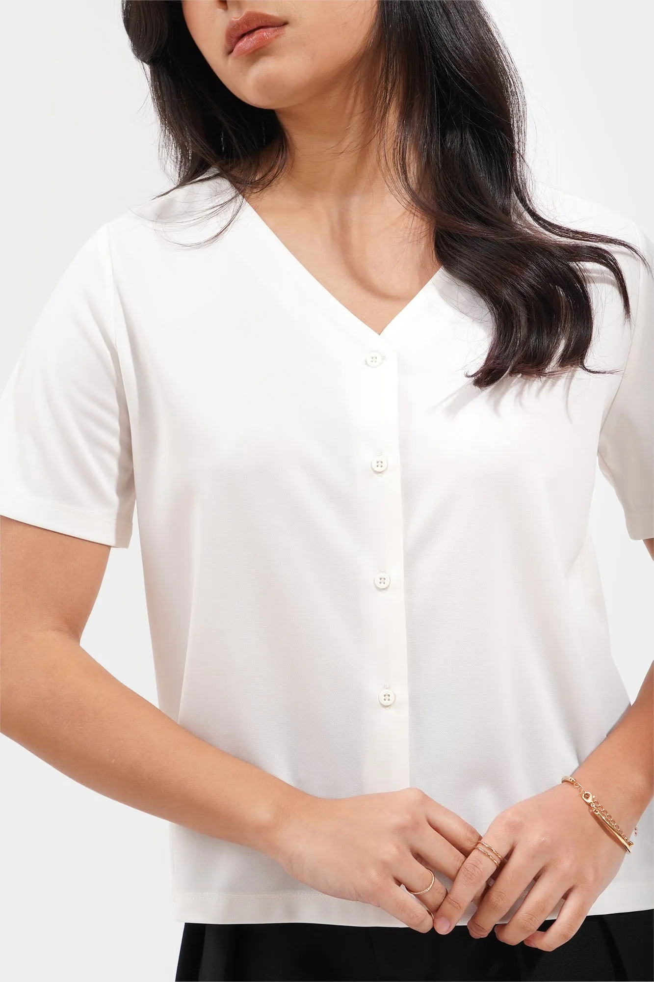Closet Staples V-Neck Button Down Tee