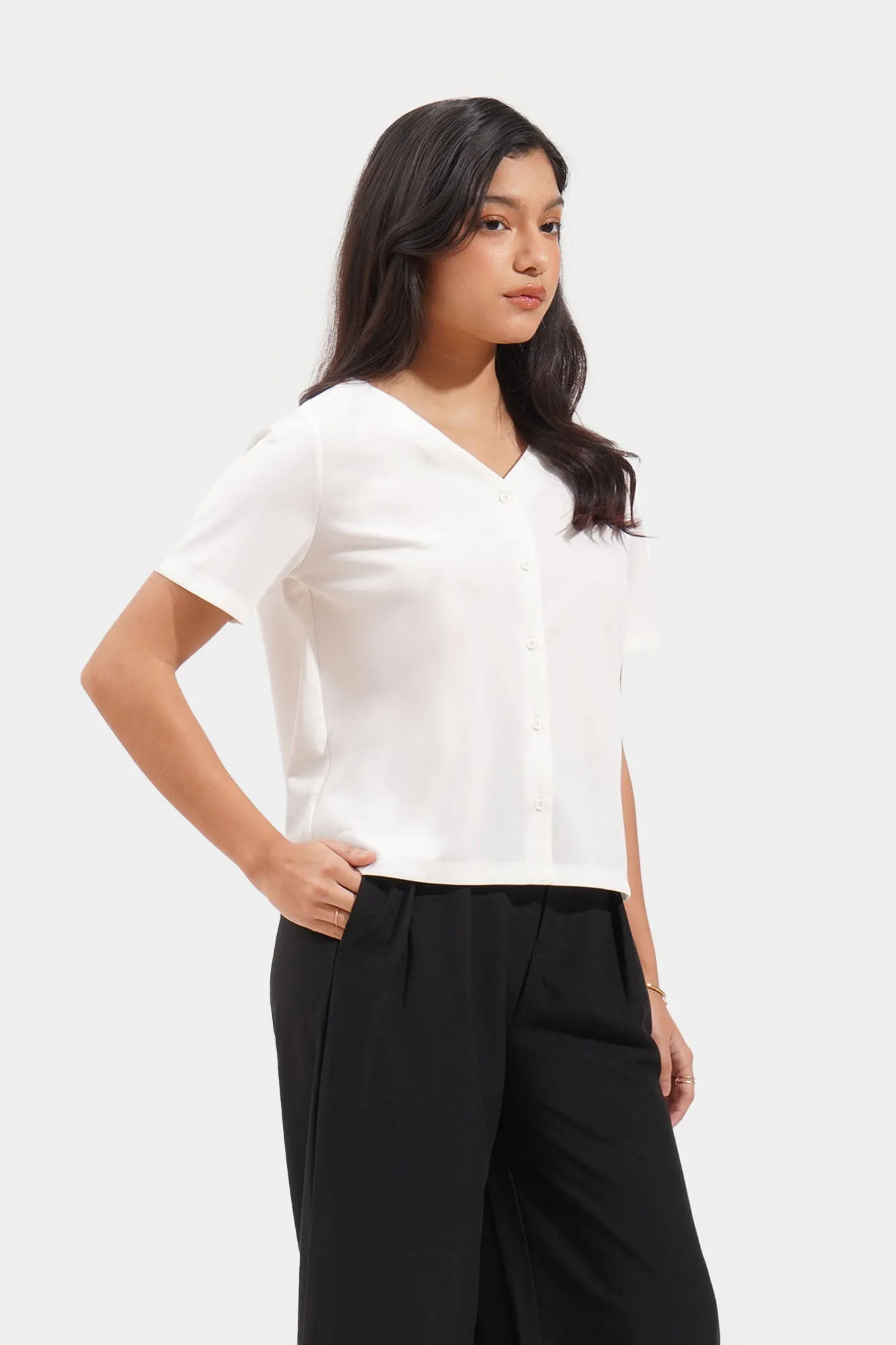 Closet Staples V-Neck Button Down Tee