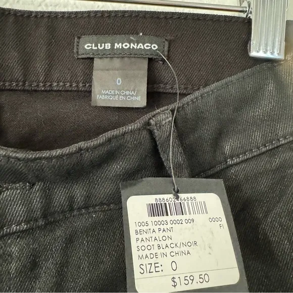 Club Monaco Benita Wax Coated Straight Leg Jeans in Black