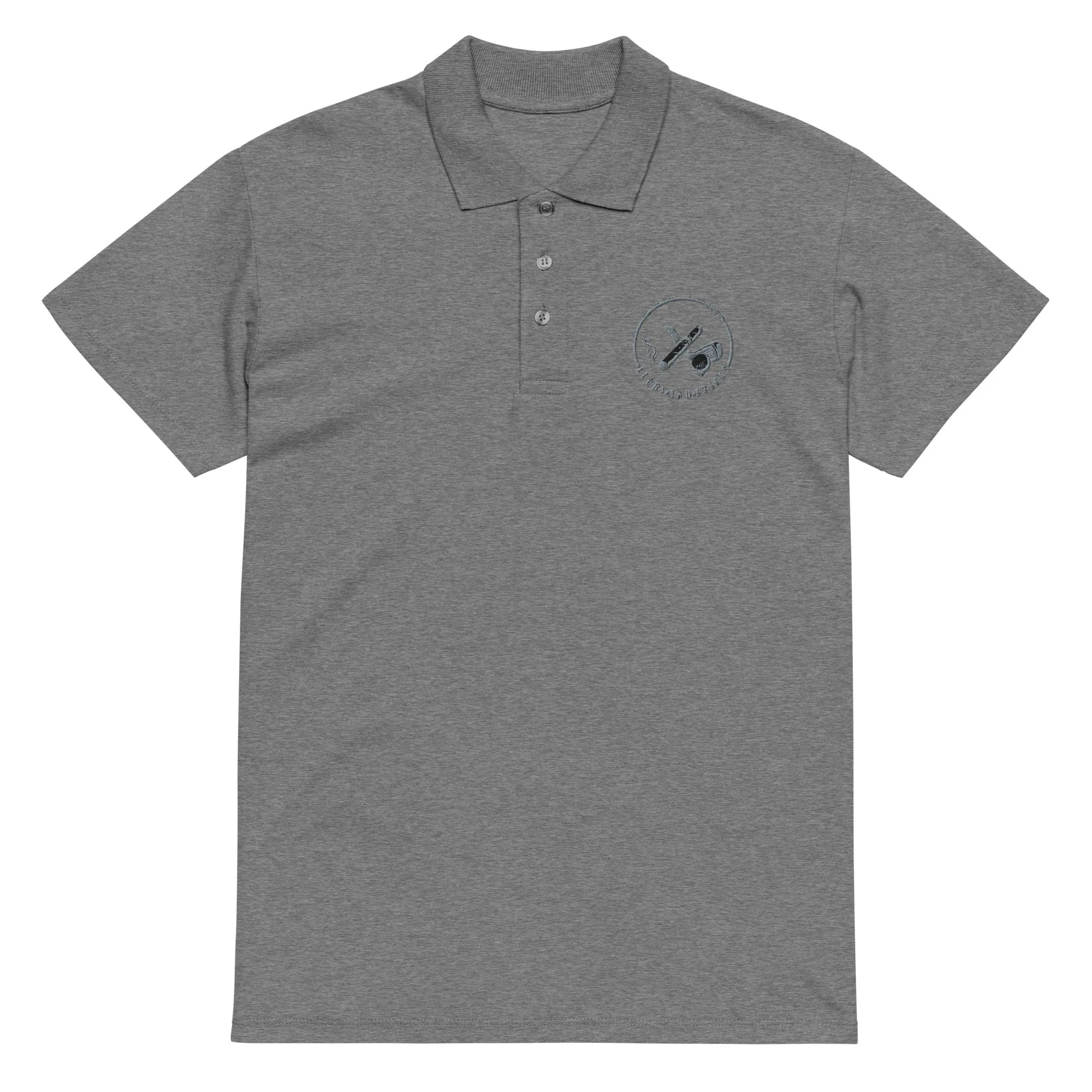 Clubs and Sticks Premium Pique Embroidered Polo Shirt - Grey