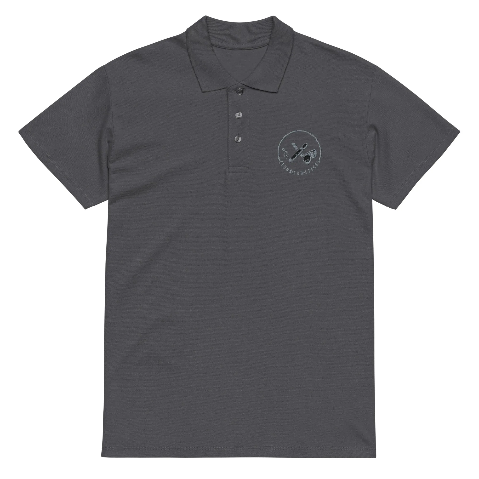 Clubs and Sticks Premium Pique Embroidered Polo Shirt - Grey