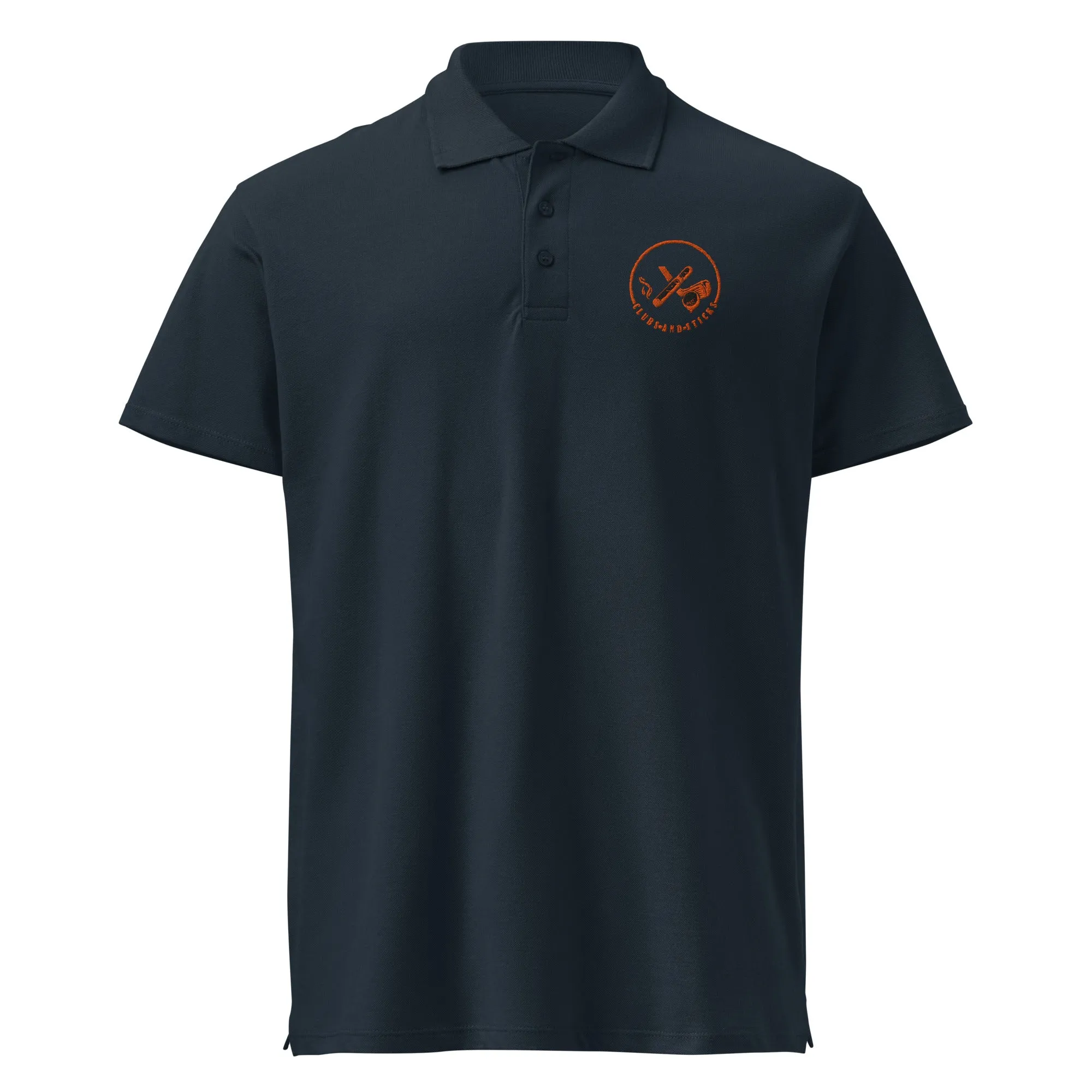 Clubs and Sticks Premium Pique Embroidered Polo Shirt - Orange