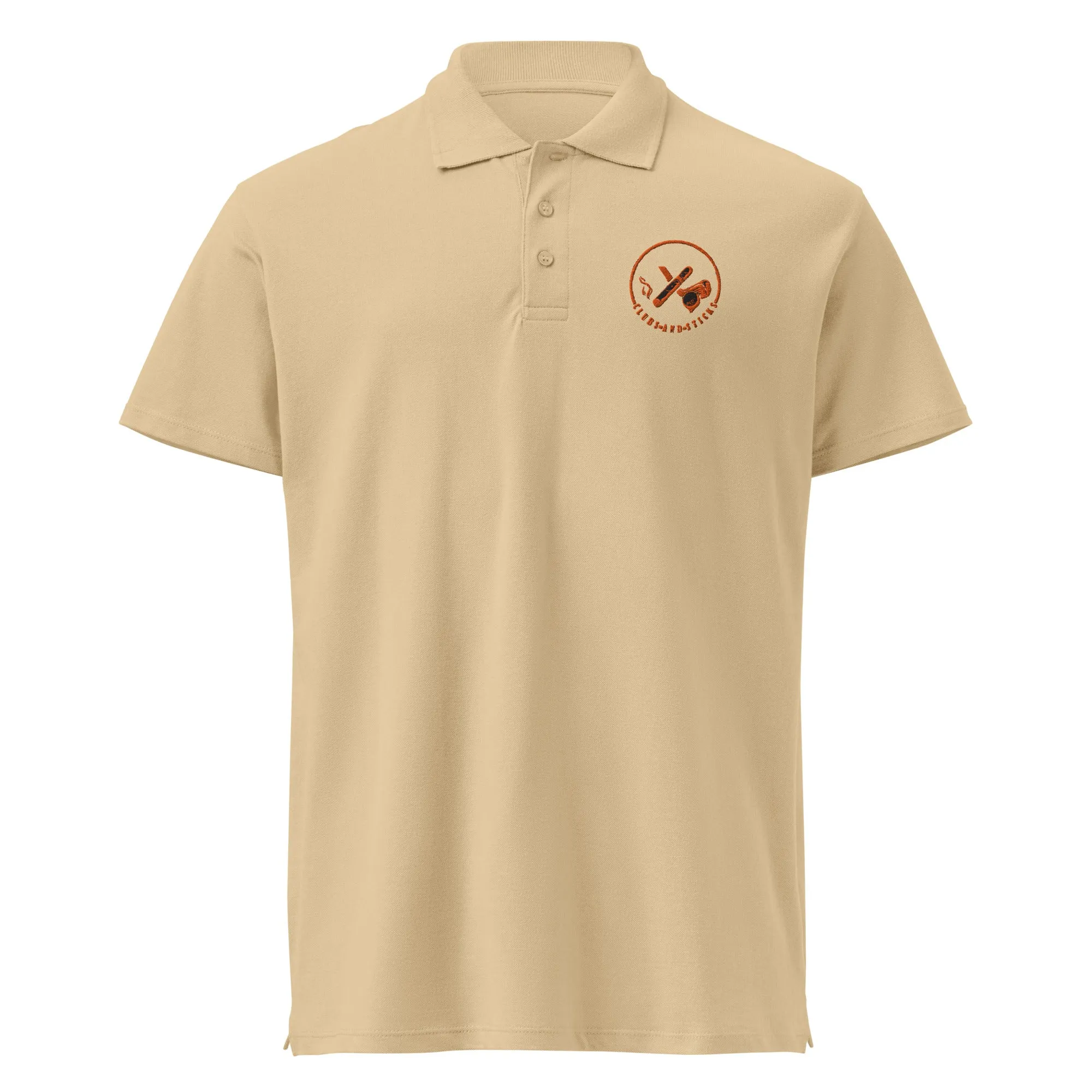 Clubs and Sticks Premium Pique Embroidered Polo Shirt - Orange