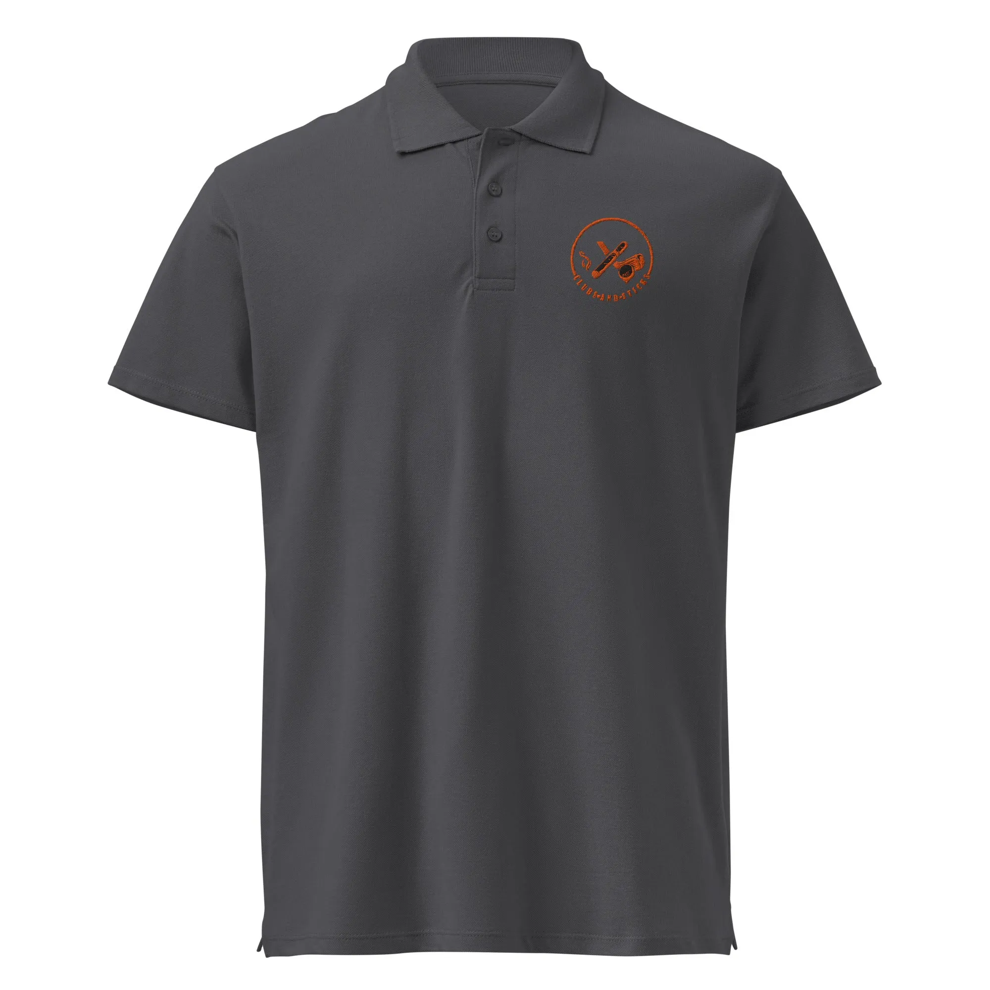 Clubs and Sticks Premium Pique Embroidered Polo Shirt - Orange