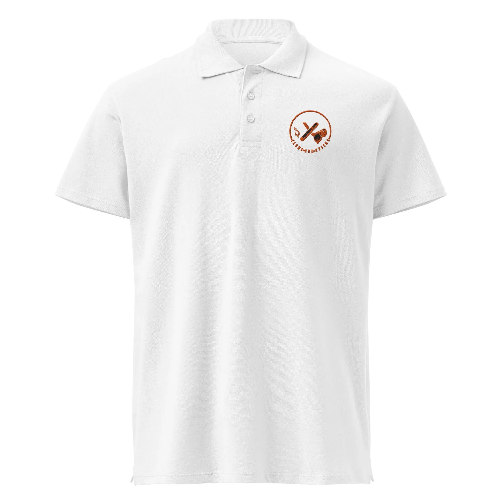 Clubs and Sticks Premium Pique Embroidered Polo Shirt - Orange