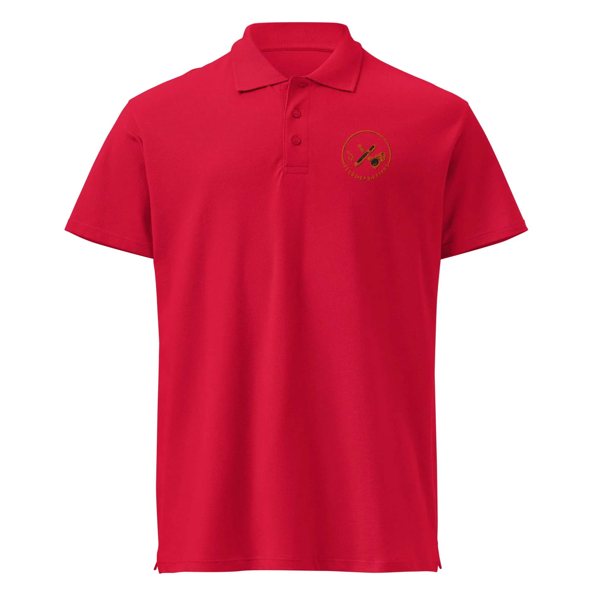 Clubs and Sticks Premium Pique Embroidered Polo Shirt - Orange