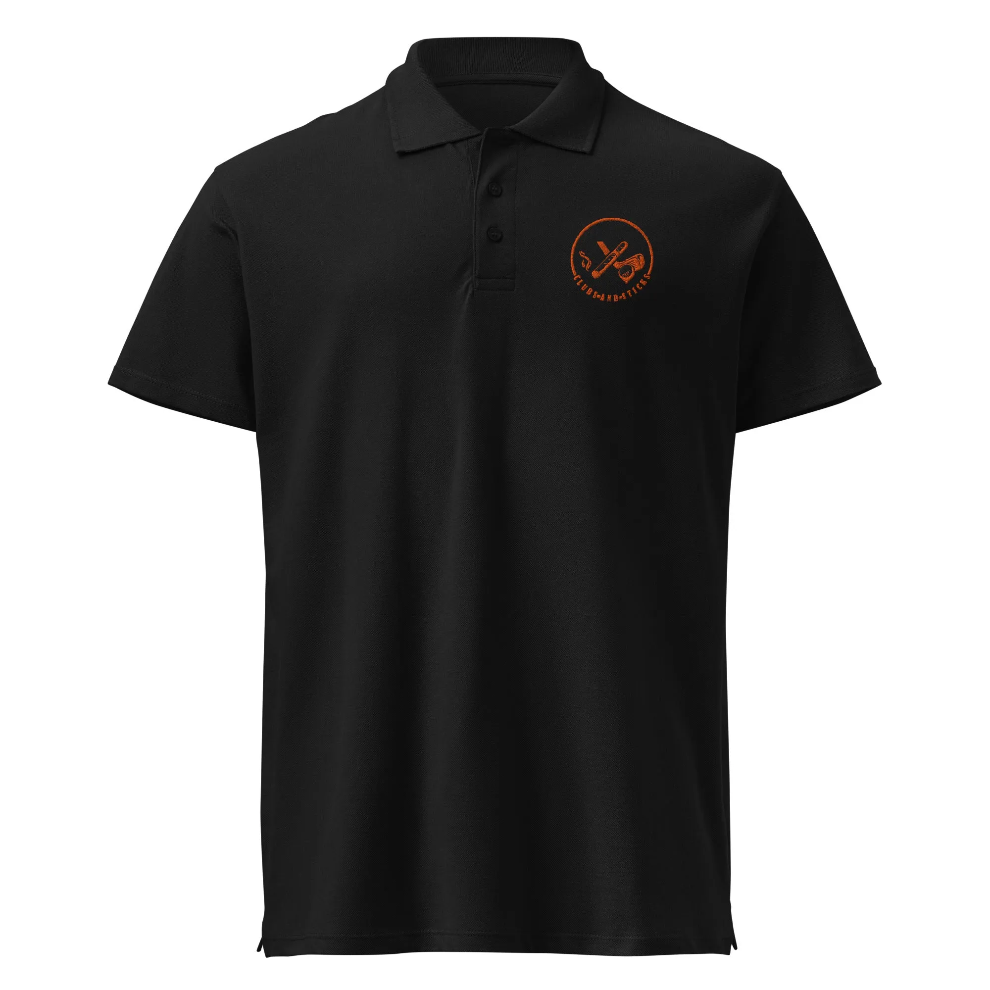 Clubs and Sticks Premium Pique Embroidered Polo Shirt - Orange