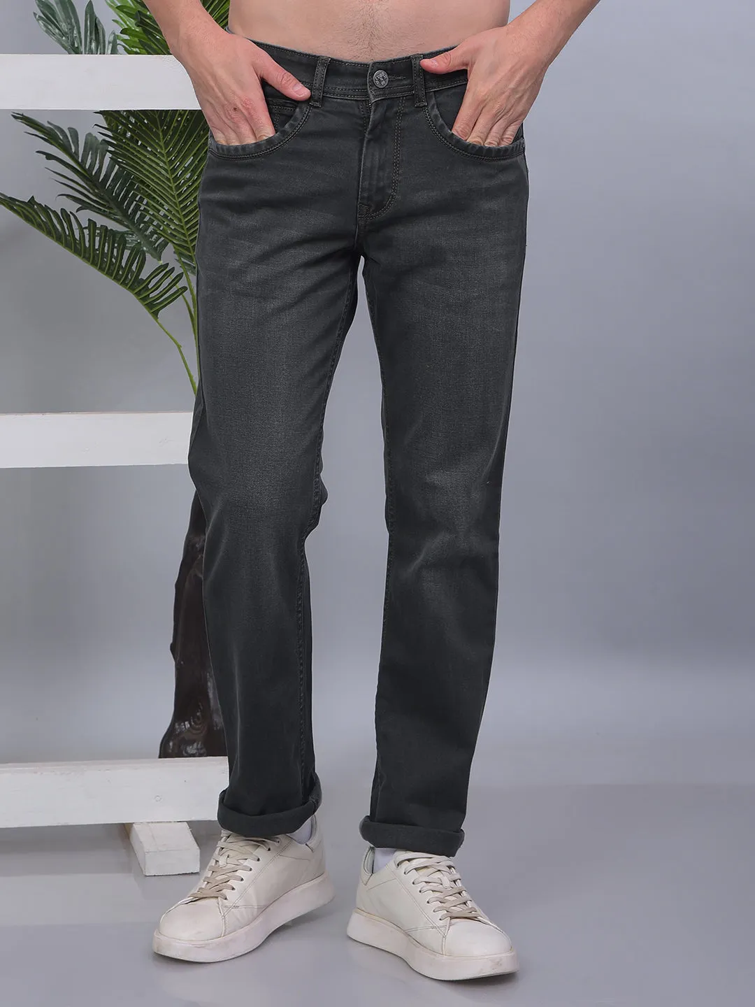 COBB DARK OLIVE STRAIGHT-FIT PREMIUM JEANS