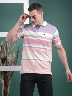 COBB MULTICOLOR STRIPED POLO NECK T-SHIRT