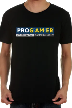 Coder by the Day, Gamer at night - True programmer Swag Black Tee