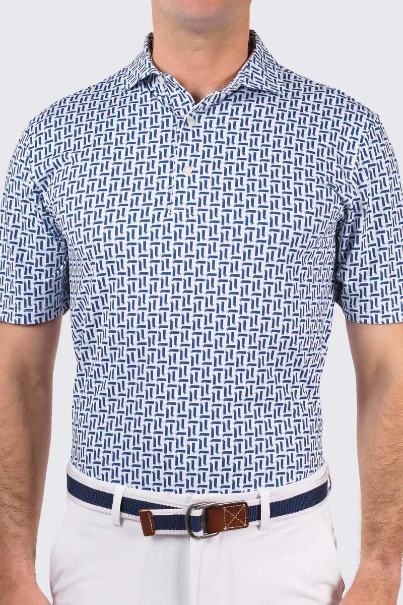 Collins Performance Polo - White/Navy Collins