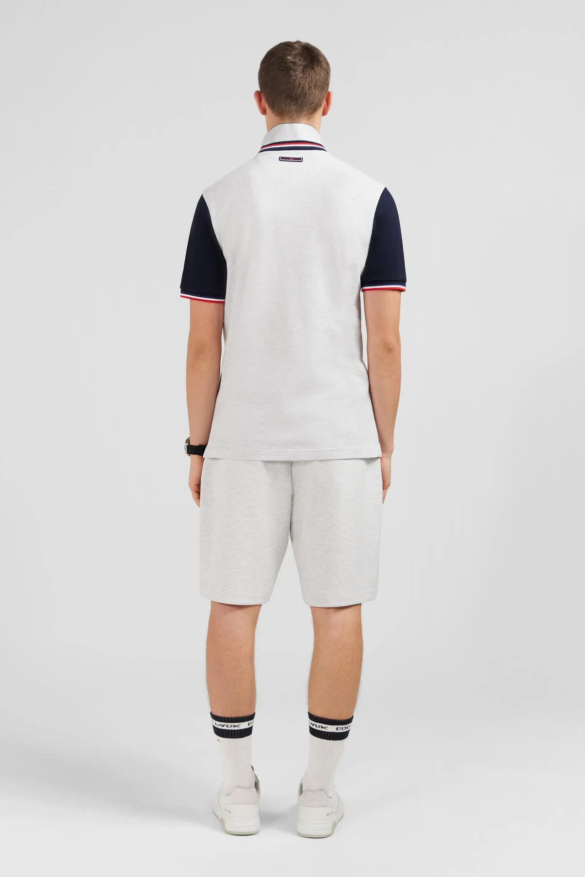 Colorblock Short Sleeve Polo Shirt in Grey