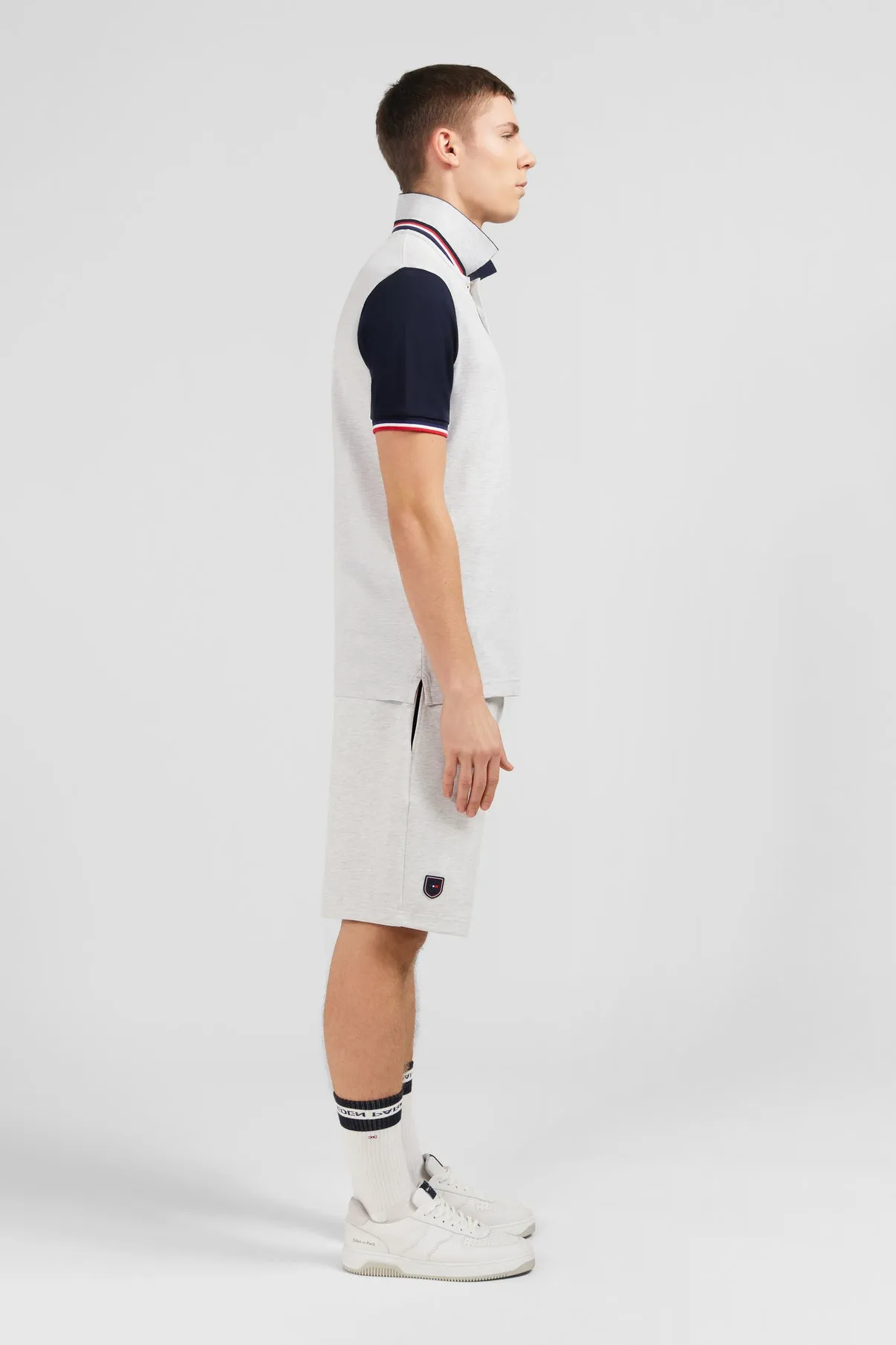 Colorblock Short Sleeve Polo Shirt in Grey