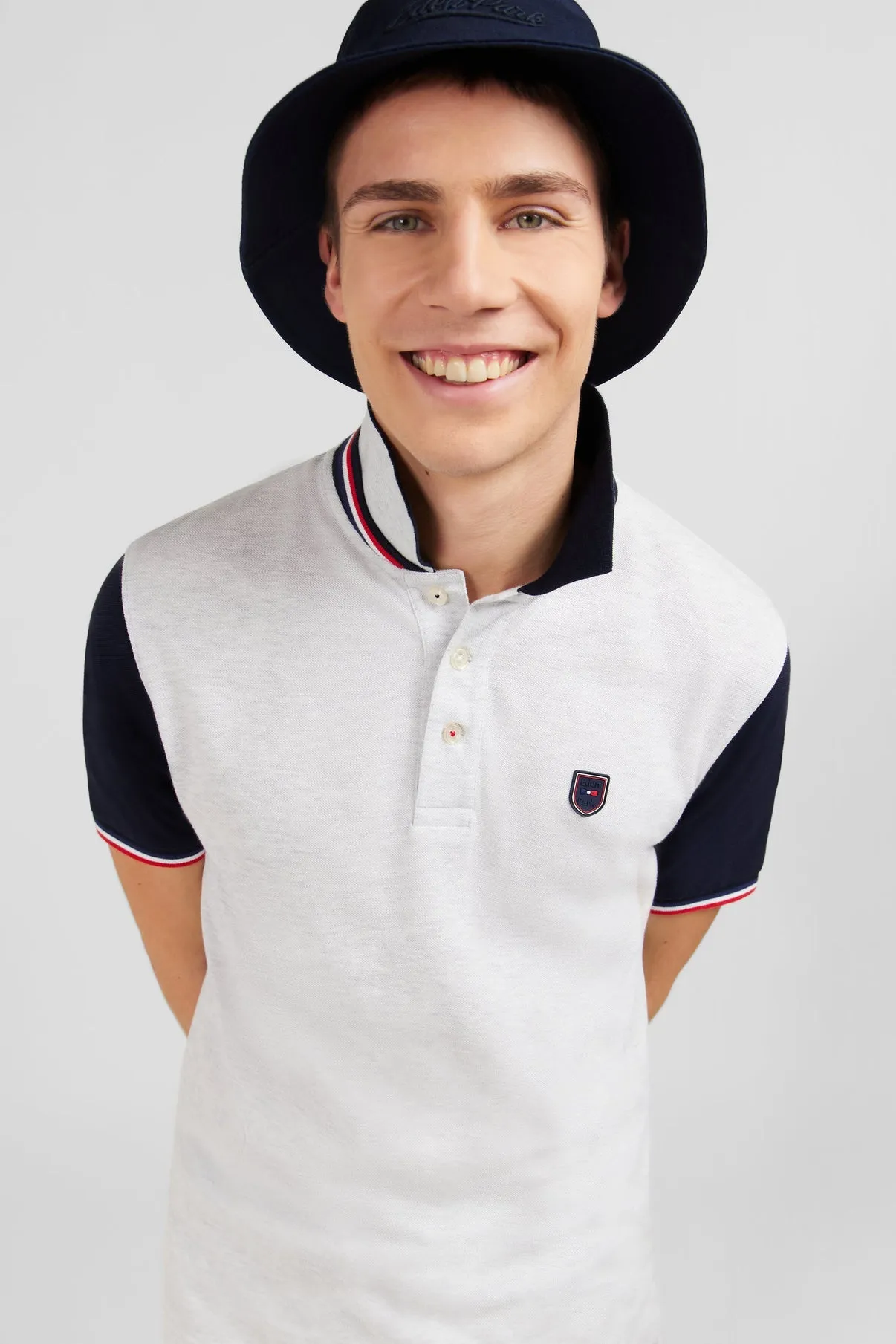 Colorblock Short Sleeve Polo Shirt in Grey