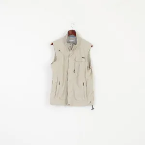 Columbia Sportswear Company Men M Vest Beige Fit Outdoor Nylon Zip Up Gilet