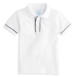 Contrast Trim Pique Polo -- White w/ Navy
