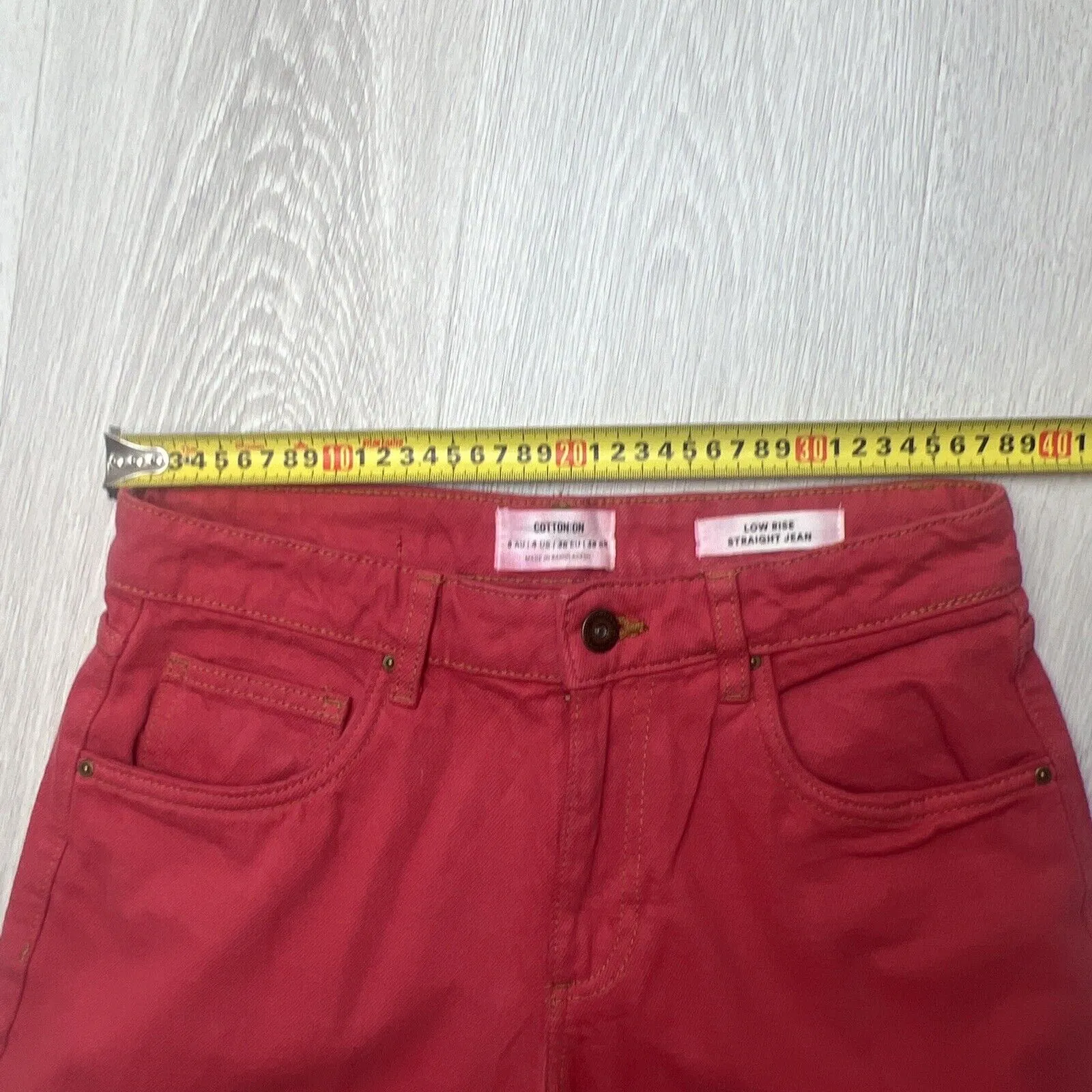 Cotton On Womens Red Low Rise Straight Jeans Size 8