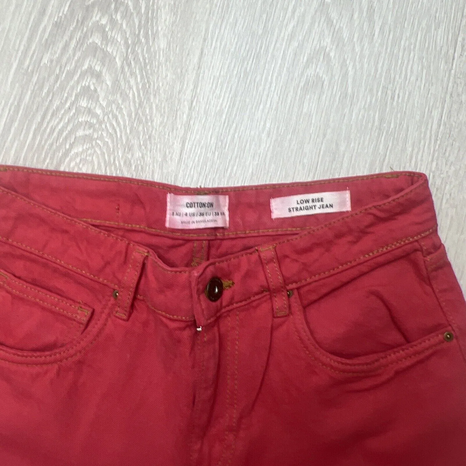 Cotton On Womens Red Low Rise Straight Jeans Size 8