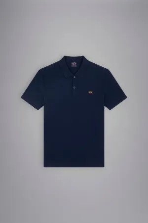 Cotton Pique Short Sleeve Polo with Iconic Badge in Navy
