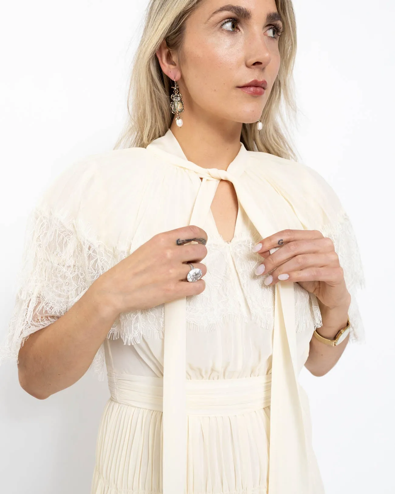 Crean Chiffon Tiered Midi Dress