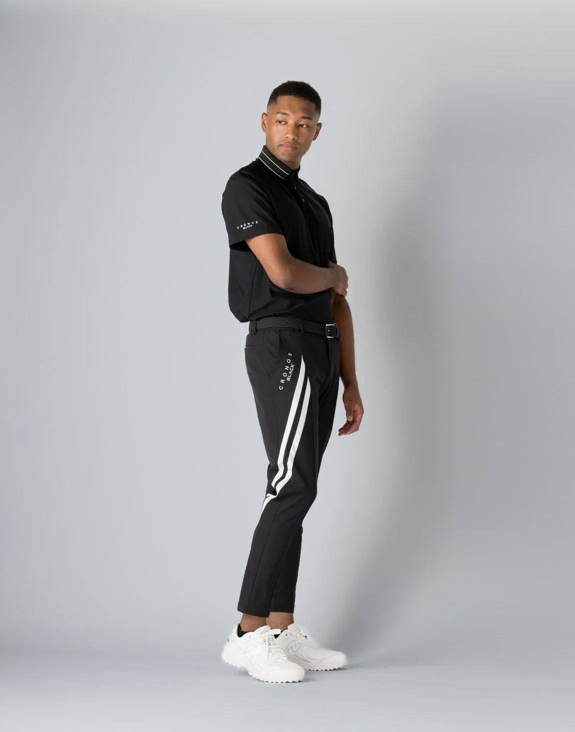 CRONOS BLACK STRIPED POLO SHIRT【BLACK】