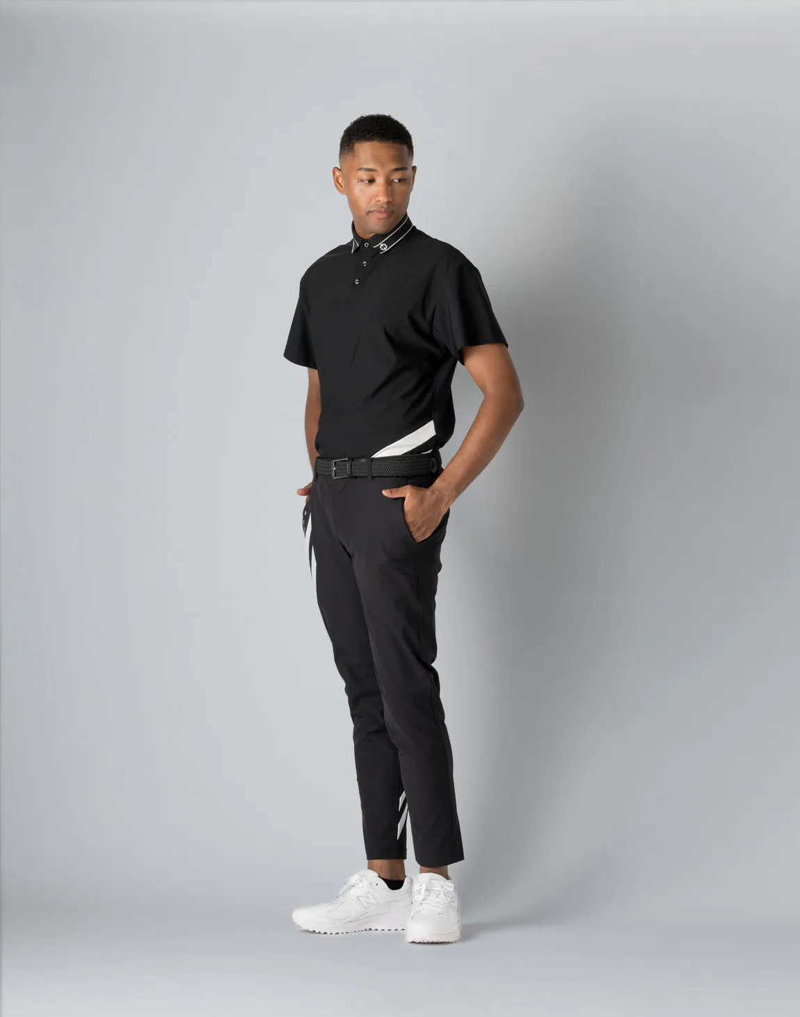 CRONOS BLACK STRIPED POLO SHIRT【BLACK】