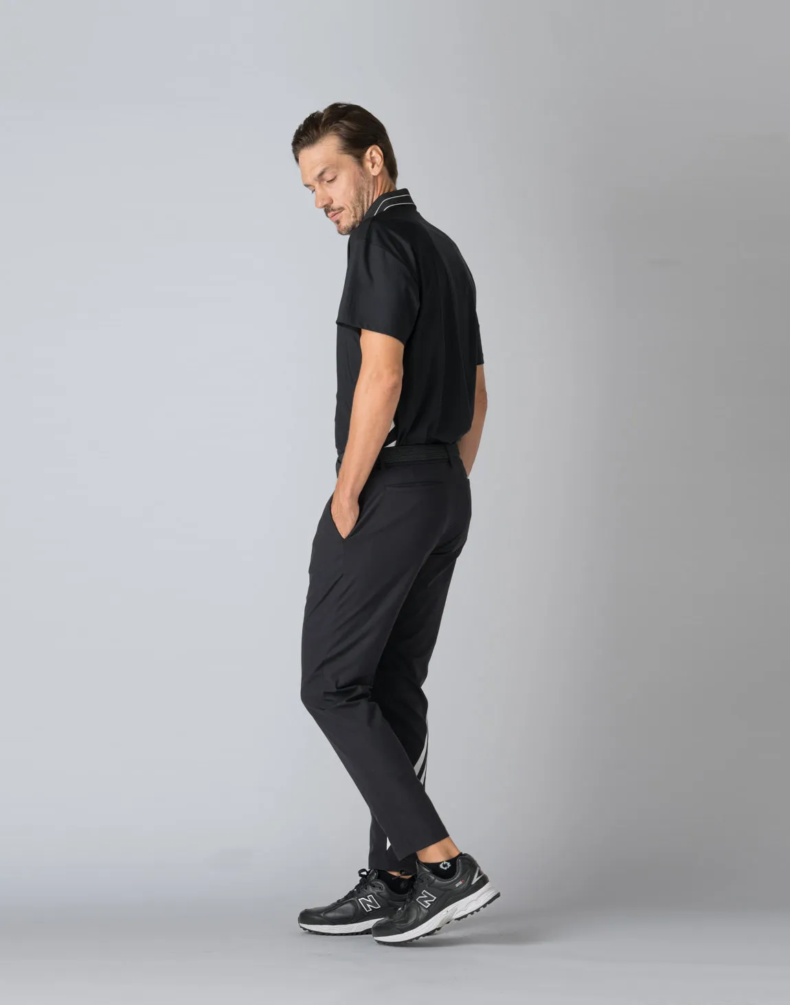 CRONOS BLACK STRIPED POLO SHIRT【BLACK】