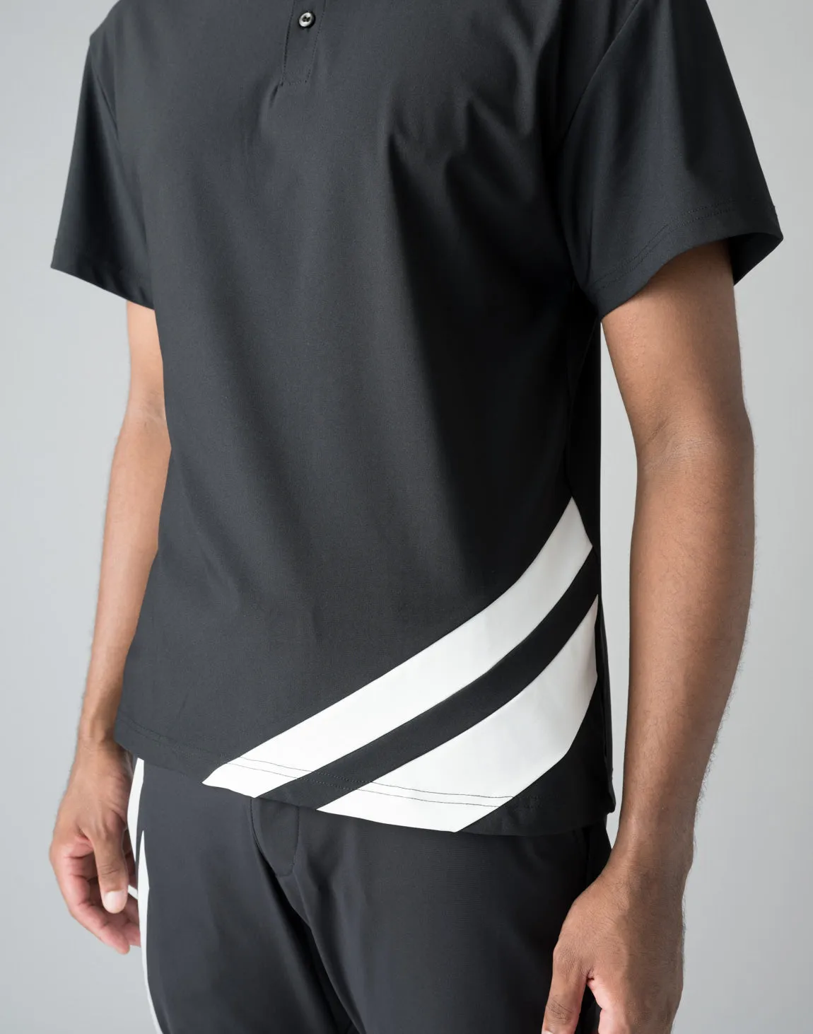 CRONOS BLACK STRIPED POLO SHIRT【BLACK】