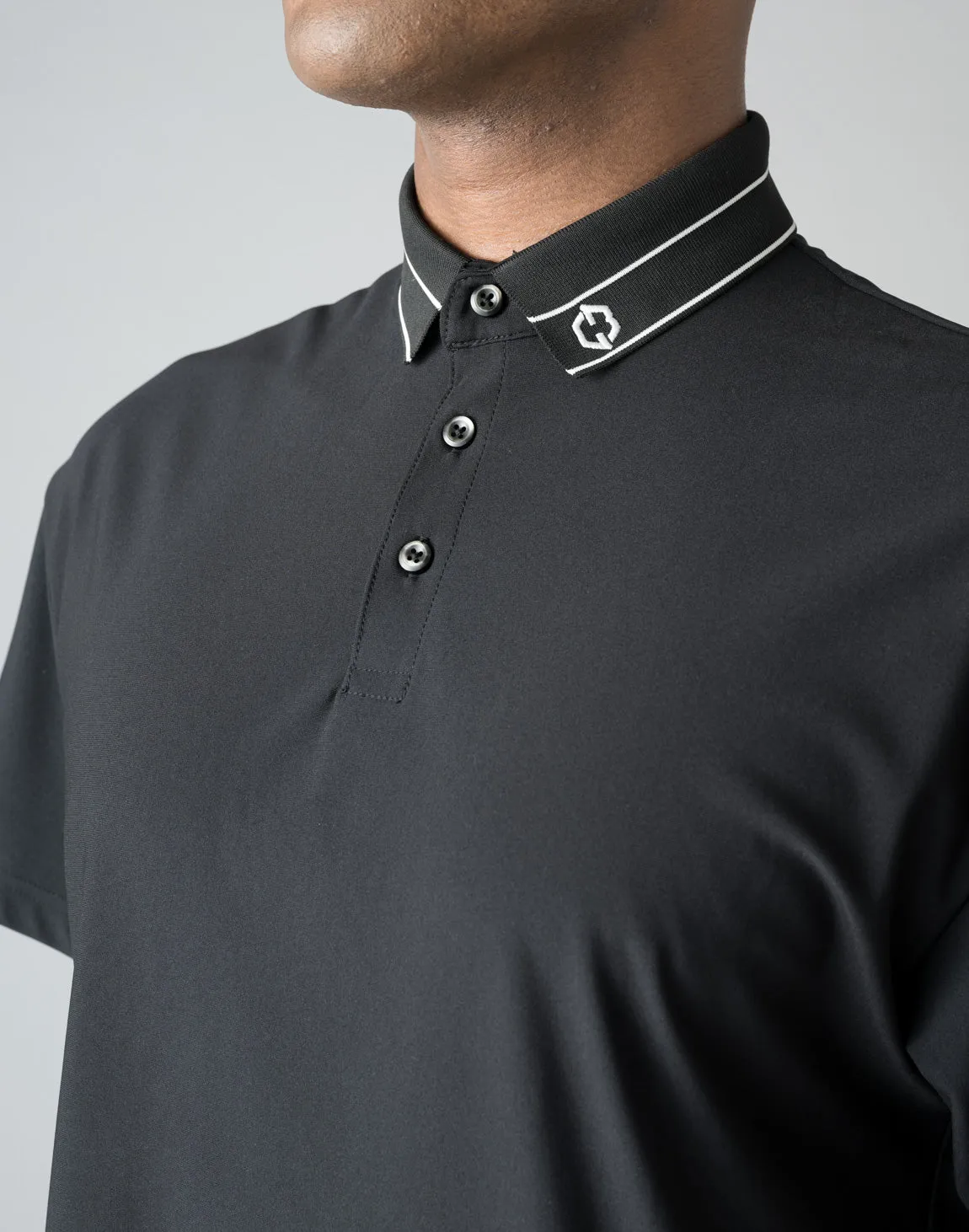 CRONOS BLACK STRIPED POLO SHIRT【BLACK】