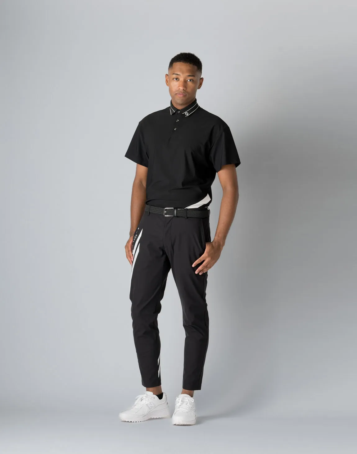 CRONOS BLACK STRIPED POLO SHIRT【BLACK】