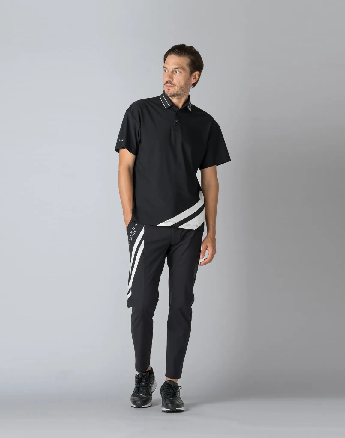CRONOS BLACK STRIPED POLO SHIRT【BLACK】