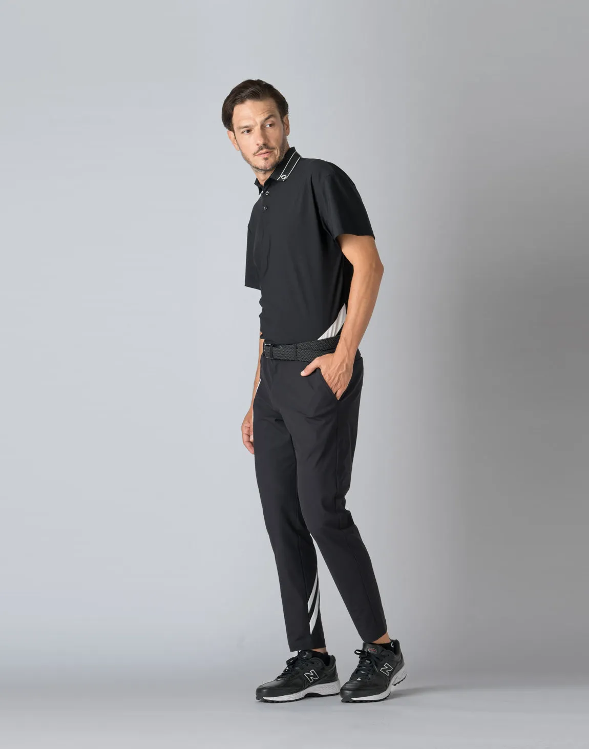CRONOS BLACK STRIPED POLO SHIRT【BLACK】