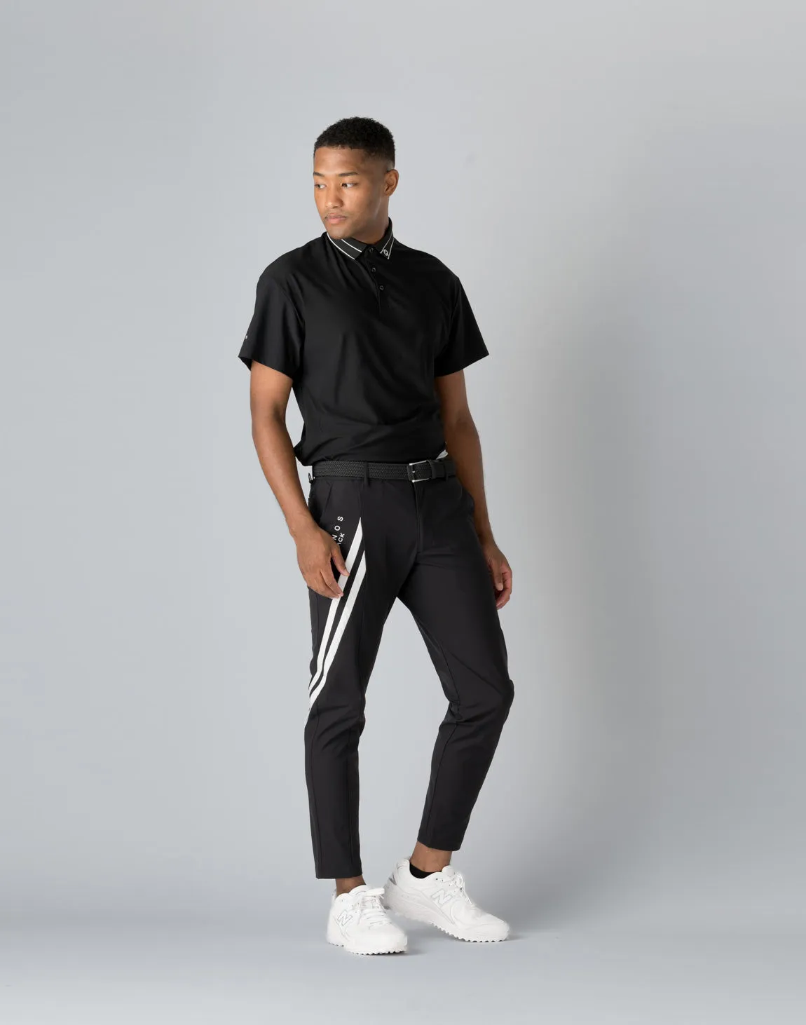 CRONOS BLACK STRIPED POLO SHIRT【BLACK】