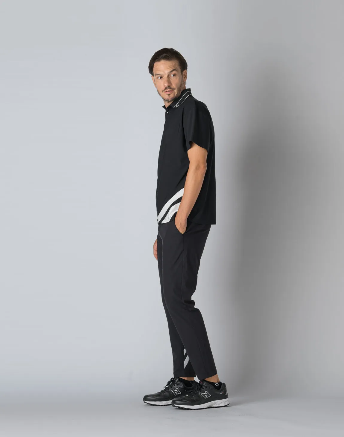 CRONOS BLACK STRIPED POLO SHIRT【BLACK】