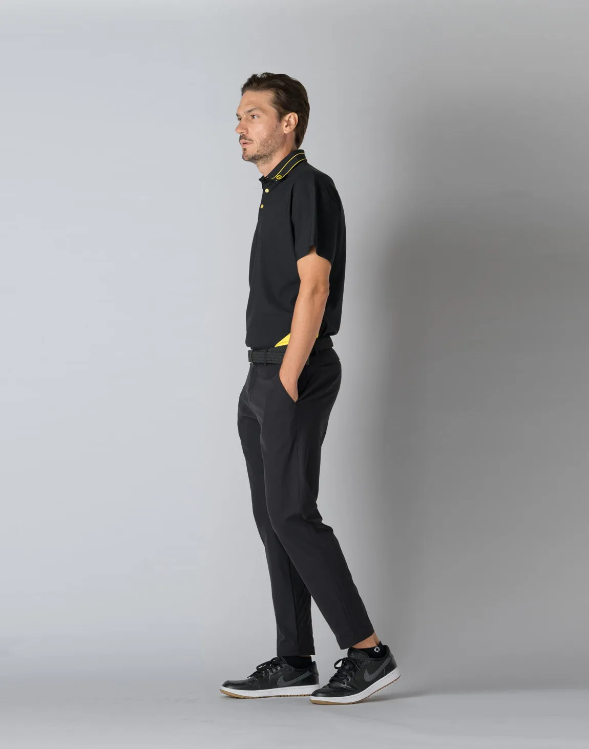 CRONOS BLACK STRIPED POLO SHIRT【BLACK×YELLOW】