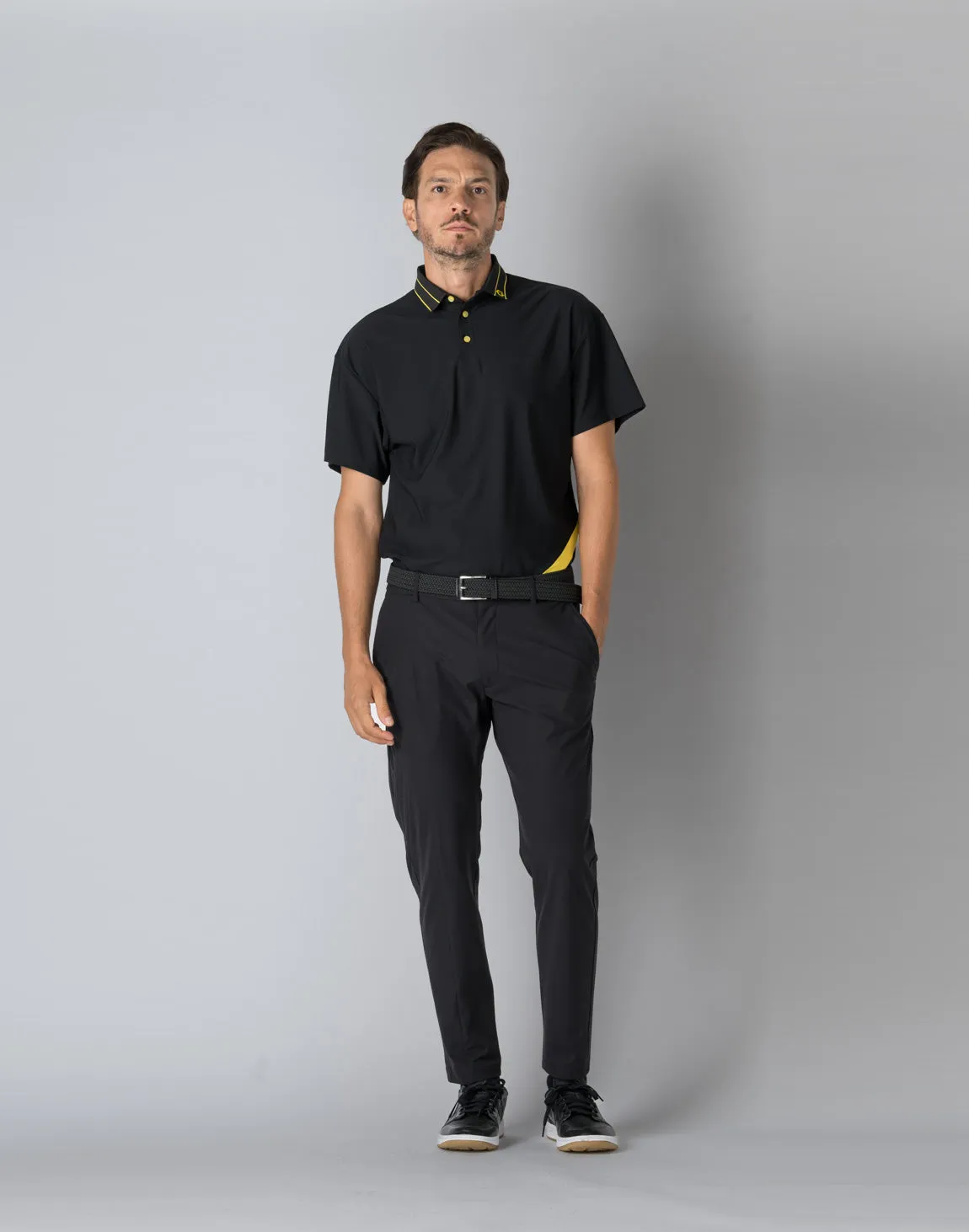 CRONOS BLACK STRIPED POLO SHIRT【BLACK×YELLOW】