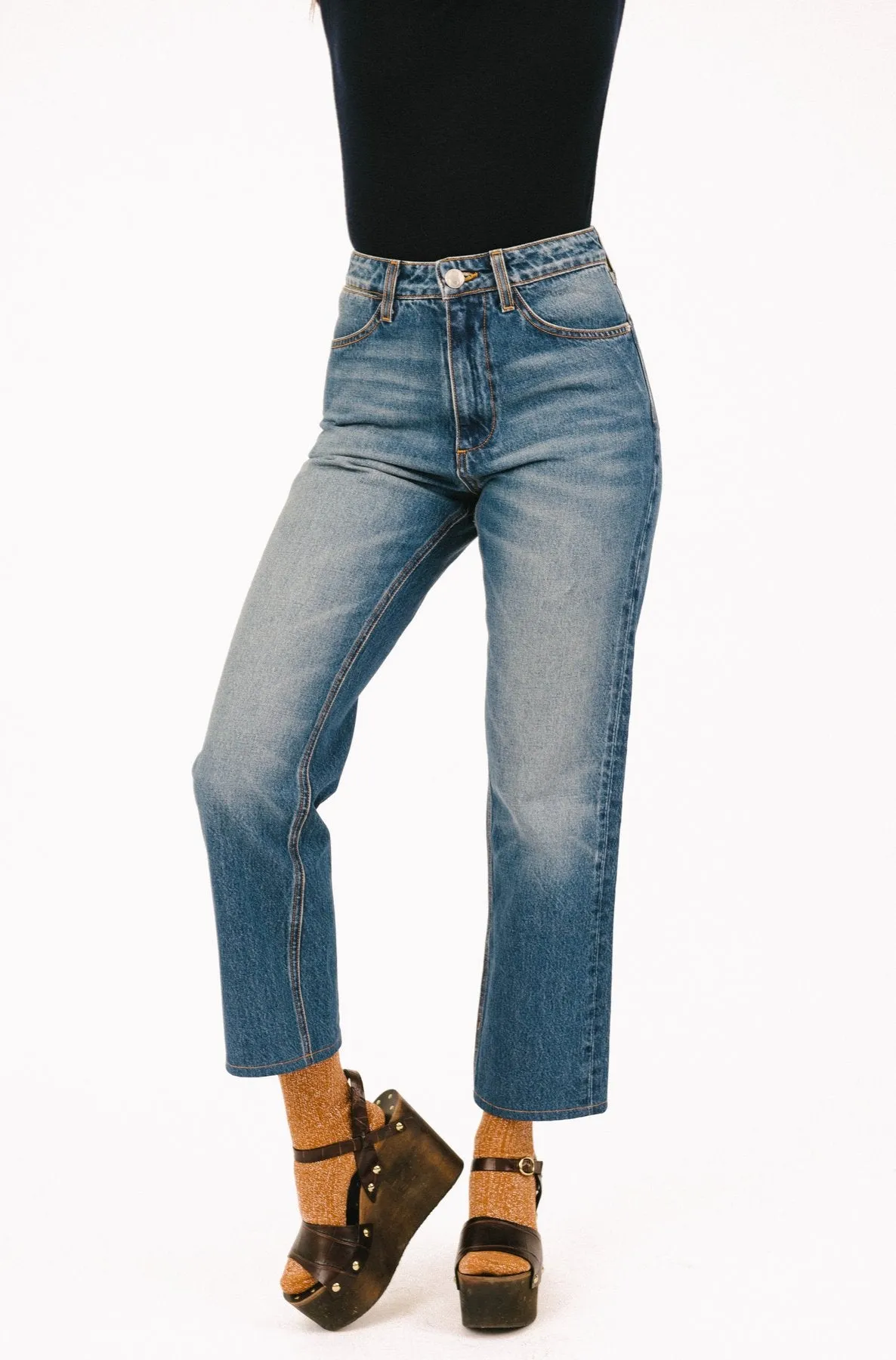 Cropped Straight Leg Denim