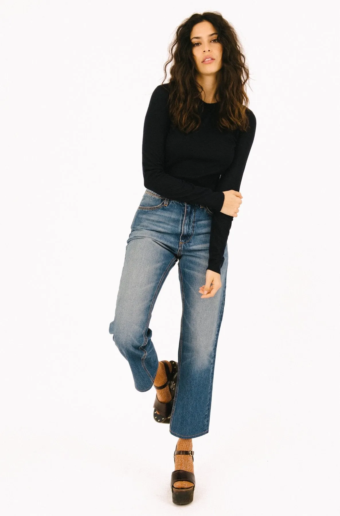 Cropped Straight Leg Denim
