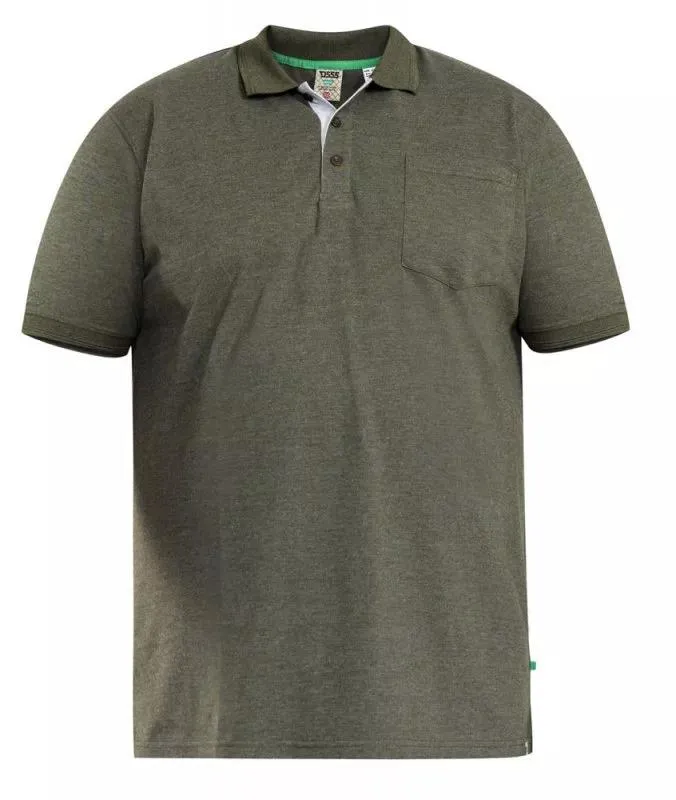 D555 Men's Grant Fully Combed Pique Polo Shirt in 8 Colour Options 2XL to 10XL
