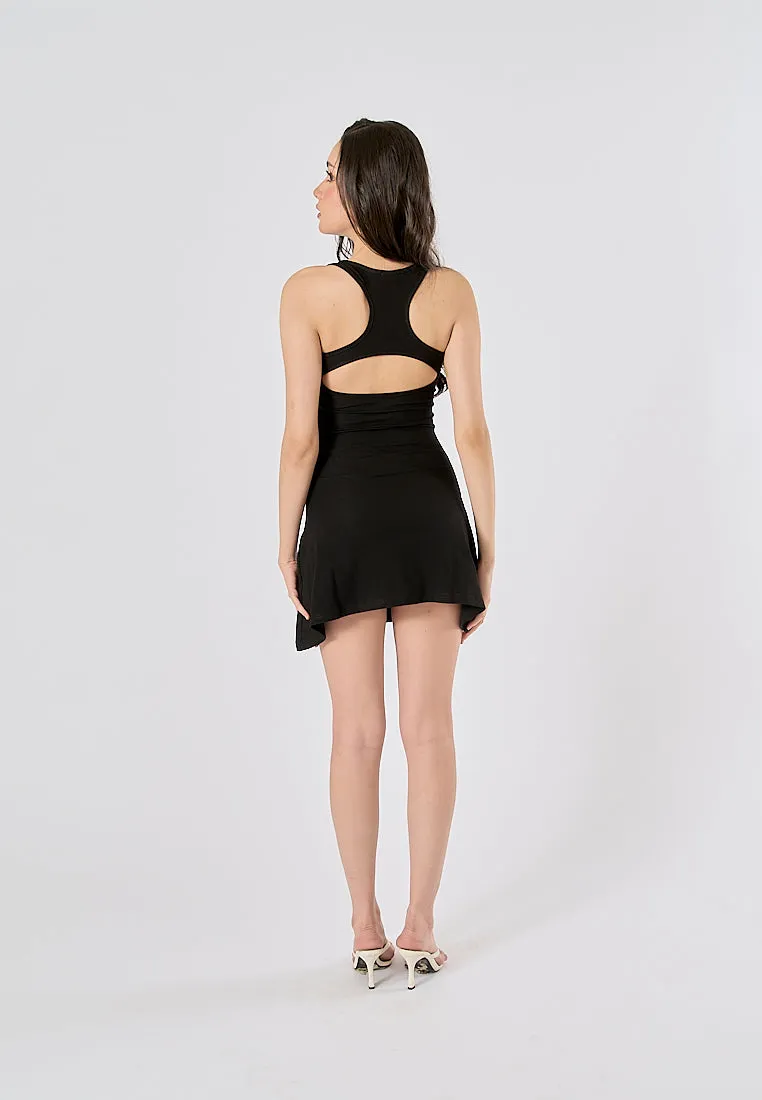 Deanne Black Square Neck Sexy Back Bodycon Sleeveless Mini Dress