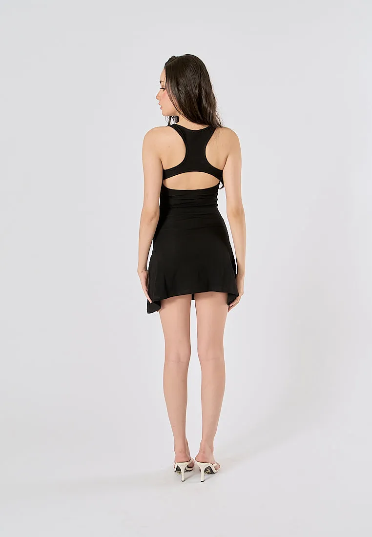 Deanne Black Square Neck Sexy Back Bodycon Sleeveless Mini Dress