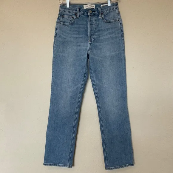Denim Forum Aritzia The Arlo High Rise Straight 28L Jeans Size 26 Medium Wash