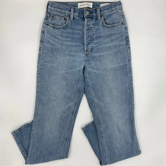 Denim Forum Aritzia The Arlo High Rise Straight 28L Jeans Size 26 Medium Wash