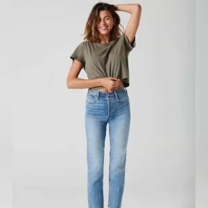 Denim Forum Aritzia The Arlo High Rise Straight 28L Jeans Size 26 Medium Wash
